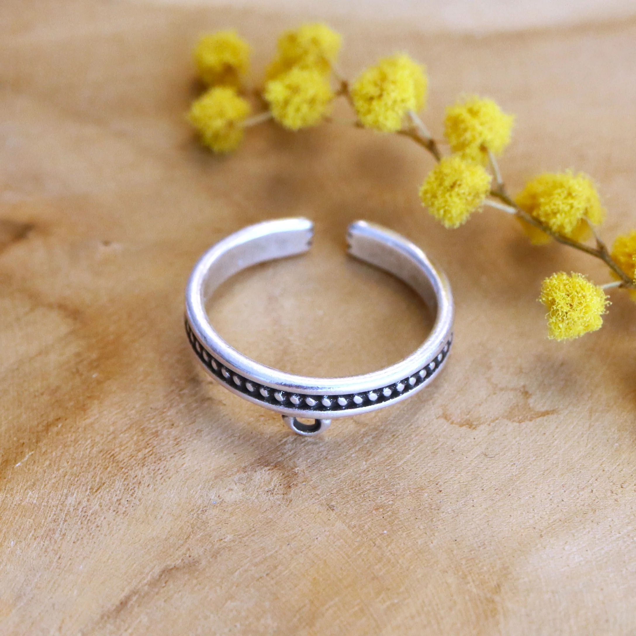 Ring met oogje en opdruk DQ zilver
