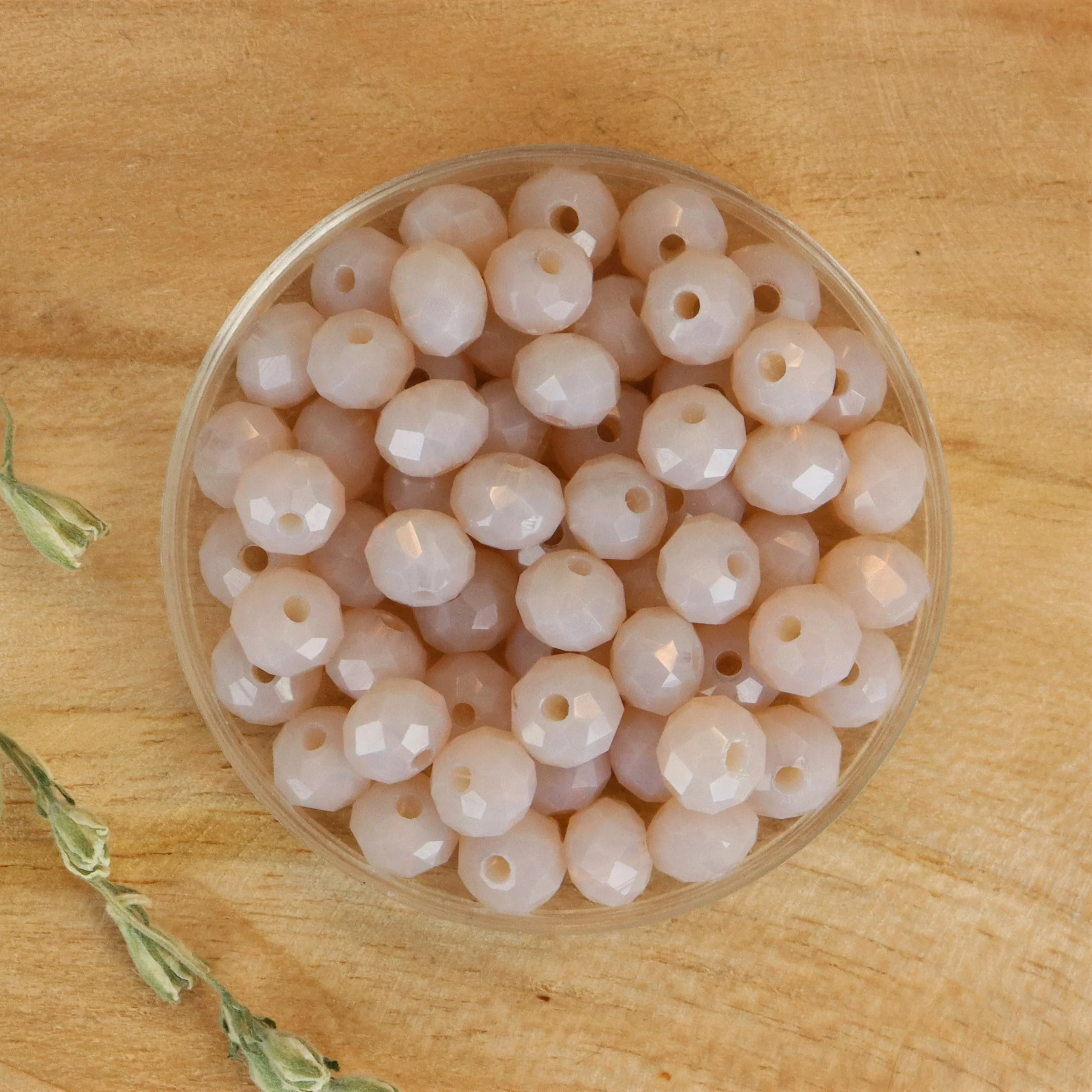 Rondel facetkralen 4x6 mm - Opal misty rose
