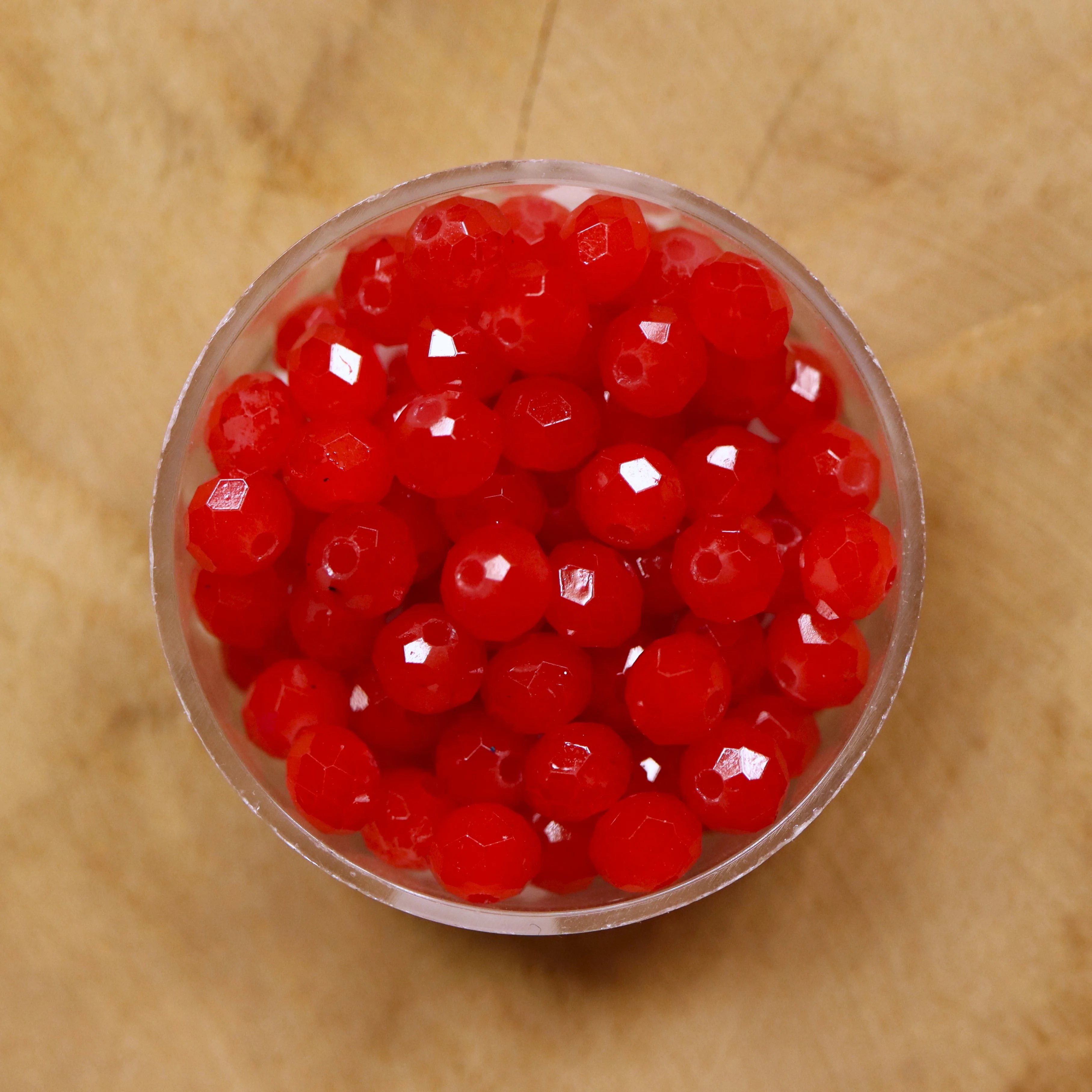 Rondel facetkralen 4x6 mm - Cherry red