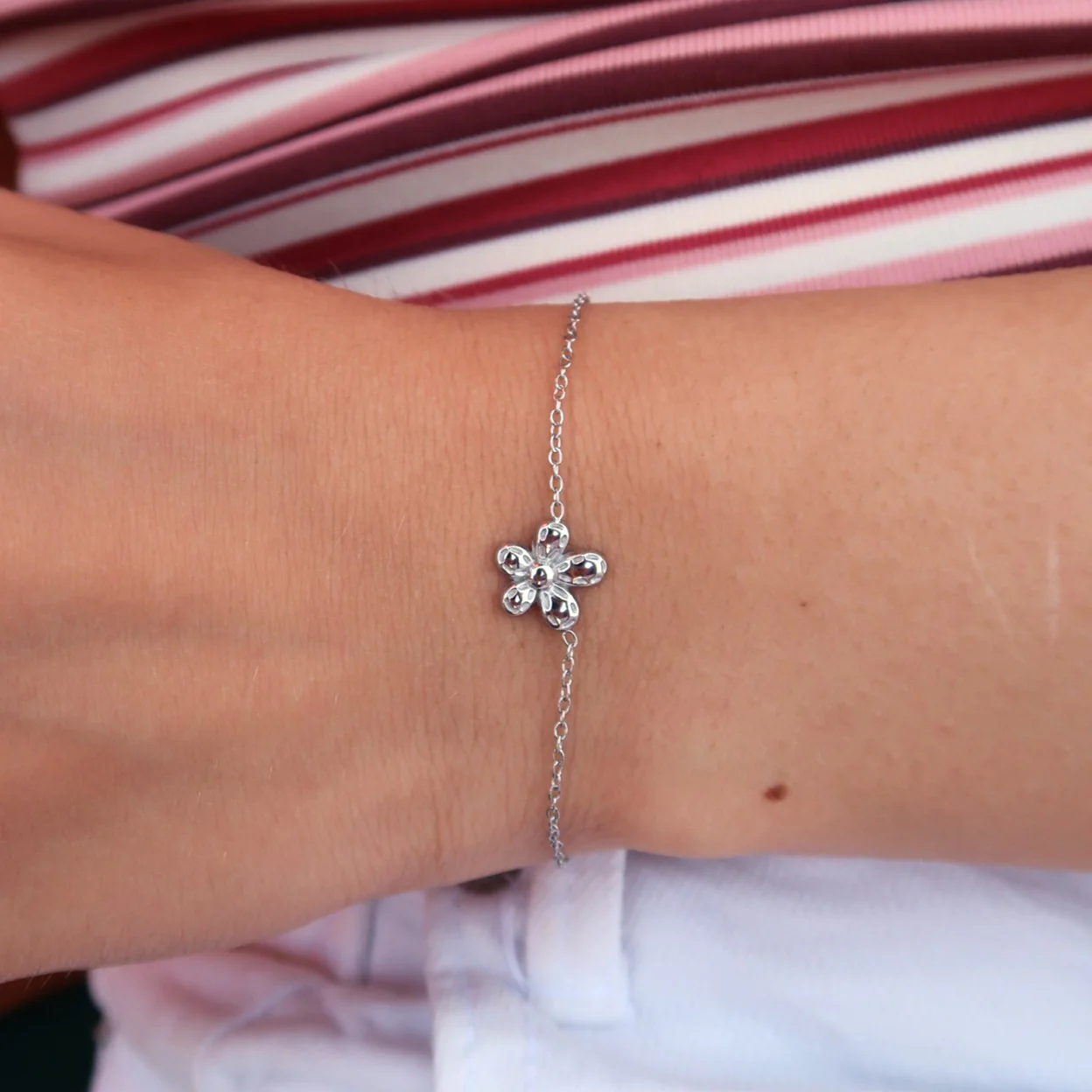 Stainless steel armband bloem zilver - Image 2