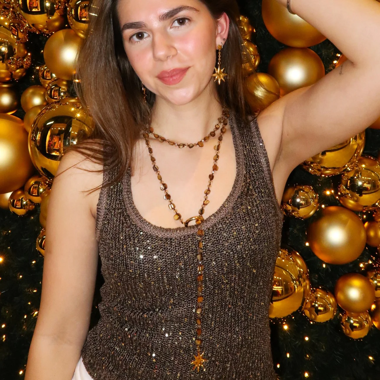 Statement oorbellen - ster met facetkralen - Image 2